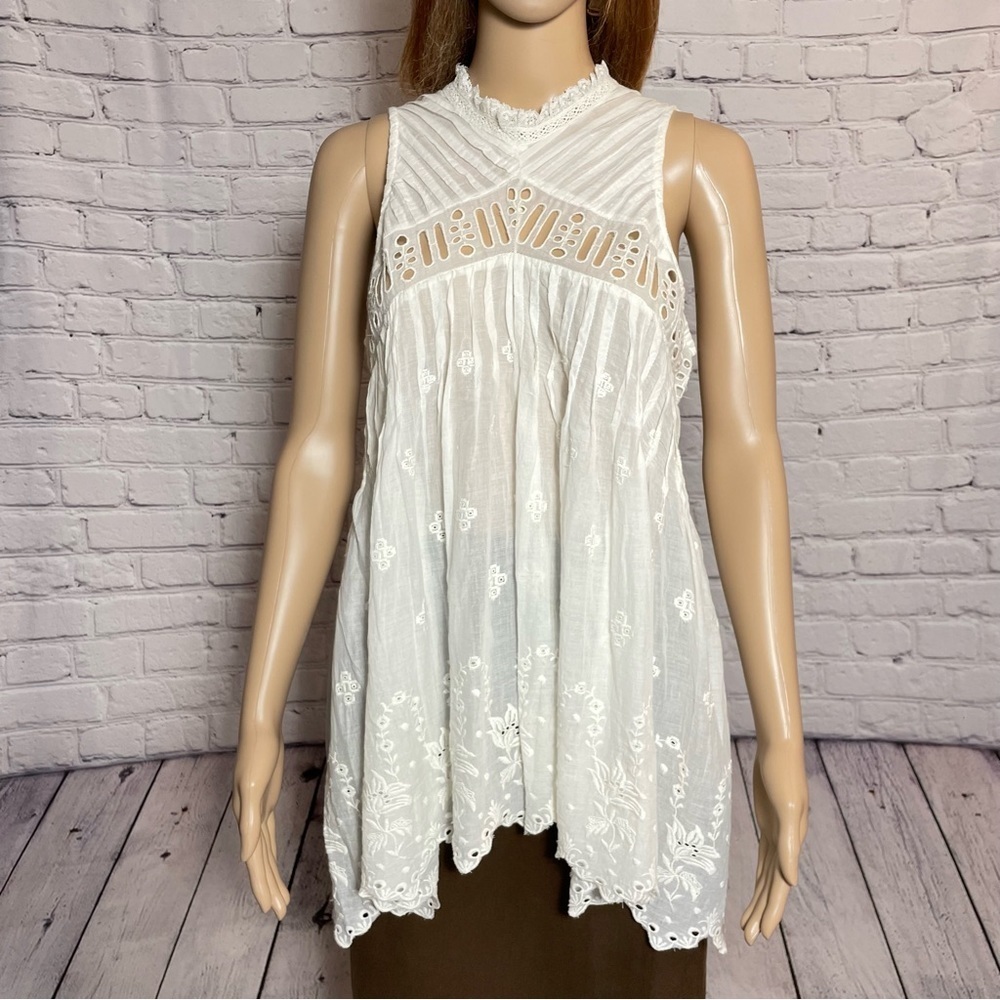 New Free People White Eloise Embroidered Tunic Size XS - Picture 9 of 16